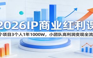 2026IP商业红利课:1个项目3个人1年1000W,小团队高利润变现全流程
