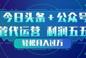 今日头条+公众号双重代运营模式，每天花费十分钟发布，单日稳定变现3张+【揭秘】