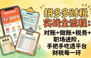 （17678期）拼多多财税实操全流程：对账+做账+税务+职场进阶，手把手吃透平台财税每一环