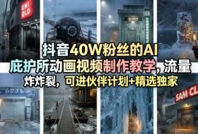 抖音40W粉丝的AI庇护所动画视频制作教学，流量炸裂，可进伙伴计划+精选独家