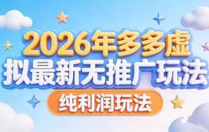 （17692期）2026年多多虚拟最新无推广，纯利润玩法