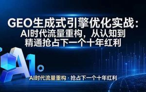 （17708期）GEO 生成式引擎优化实战：AI时代流量重构，从认知到精通抢占下一个十年红利