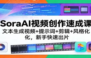 SoraAI视频创作速成课：文本生成视频+提示词+剪辑+风格化，新手快速出片