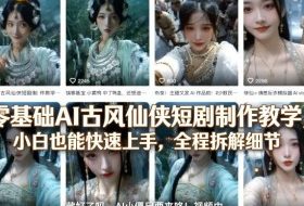 零基础AI古风仙侠短剧制作教学，小白也能快速上手，全程拆解细节