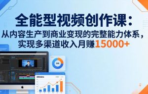 （17718期）全能型视频创作课-26年3月更新：从内容生产到商业变现的完整能力体系，多渠道收入月赚15000+