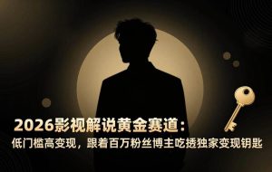 （17721期）2026影视解说黄金赛道：低门槛高变现，跟着百万粉丝博主吃透独家变现钥匙