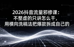 （17725期）2026抖音流量邪修课：不整虚的只讲怎么干，用横向洗稿法把爆款拆成自己的