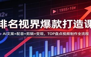 排名视界爆款打造课：AI文案+配音+剪辑+变现，TOP盘点视频制作全流程