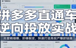 拼多多直通车逆向投放实战：托管精细推，阶梯裂变，快速打造高投产爆款链接