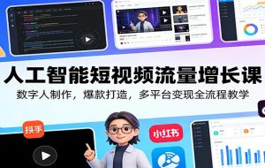 人工智能短视频流量增长课:数字人制作,爆款打造,多平台变现全流程教学