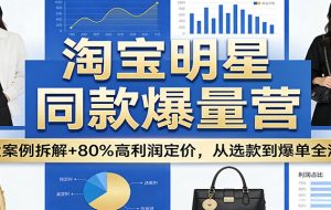 淘宝明星同款爆量营:5大案例拆解+80%高利润定价,从选款到爆单全流程