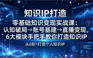 (17741期)零基础知识IP变现实战课:认知破局→账号基建→直播变现,6大模块手把手教你打造知识IP