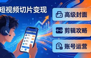 （17758期）短视频切片变现速成班2.0：高级封面+剪辑攻略+账号运营，0基础小白快速入局副业
