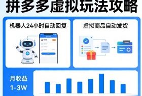 没人告诉你的拼多多虚拟玩法，机器人回复+发货，月搞1-3W【揭秘】