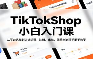TikTokShop小白入门课：从平台认知到店铺运营，注册、出单、回款全流程手把手教学