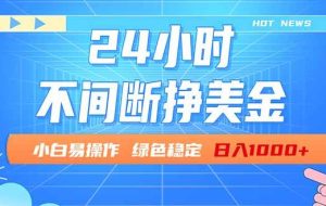 （17769期）24小时全天挣美金，小白易入手，长期稳定，日入1000+