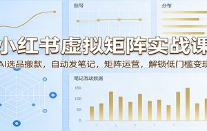 小红书虚拟矩阵实战课：AI选品搬款，自动发笔记，矩阵运营，解锁低门槛变现