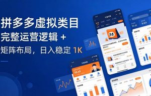 （17777期）拼多多虚拟类目干货：完整运营逻辑 + 矩阵布局，日入稳定 1K