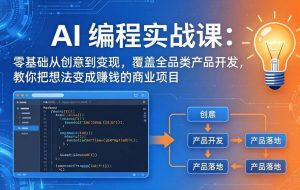 （17780期）AI编程实战课-第三期：零基础从创意到变现，覆盖全品类产品开发，把想法变成赚钱的商业项目