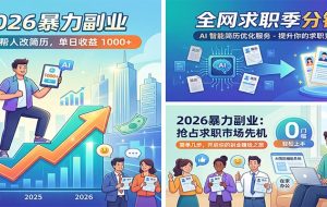 2026暴力副业：靠AI帮人改简历，单日收益1000+，全网求职季分钱