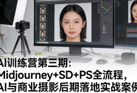 AI训练营第三期:Midjourney+SD+PS全流程,AI与商业摄影后期落地实战案例