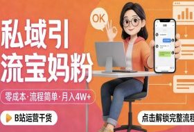 私域引流宝妈粉，零成本流程简单，手把手教你精准获客，月入1W＋