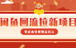 零门槛闲鱼回流拉新项目，非常适合新手操作，轻松收益几百元