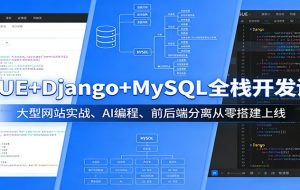 VUE+Django+MySQL全栈开发课：大型网站实战、AI编程、前后端分离从零搭建上线