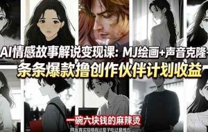 （17821期）AI情感故事解说变现课：MJ绘画+声音克隆+剪辑，条条爆款撸创作伙伴计划收益