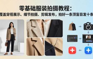 (17829期)零基础服装拍摄教程:覆盖穿搭展示、细节拍摄、剪辑发布,拍好一条顶盲目发十条
