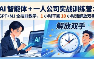 (17834期)AI 智能体 + 一人公司实战训练营:GPT+MJ 全技能教学,1 小时干完 10 小时活解放双手