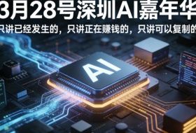 3月28号深圳AI嘉年华，只讲已经发生的，只讲正在賺钱的，只讲可以复制的