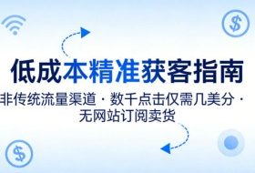 低成本精准获客指南，用非传统流量渠道，实现数千点击仅需几美分，不用网站也能搞订阅卖货
