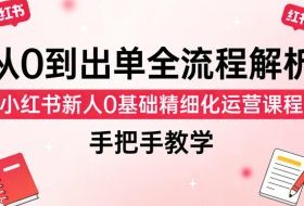 从0到出单全流程解析，小红书新人0基础精细化运营课程，手把手教学