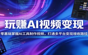 玩赚AI视频变现，零基础掌握AI具制作视频，打通多平台变现增收路径