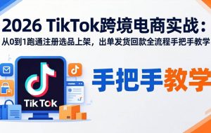（17850期）2026TikTok跨境电商实战：从0到1跑通注册选品上架，出单发货回款全流程手把手教学