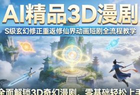 AI精品3D漫剧S级玄幻修正重返修仙界动画短剧全流程教学，全面解锁3D奇幻漫剧，零基础轻松上手