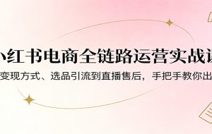 小红书电商全链路运营实战课：从变现方式、选品引流到直播售后，手把手教你出单