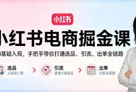 小红书电商掘金课：从0基础入局，手把手带你打通选品、引流、出单全链路