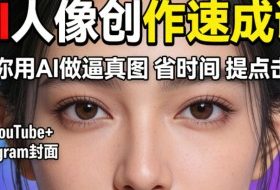 YouTube+Instagram封面没人点？AI人像创作速成课，教你用AI做逼真图，省时间还能提点击量！
