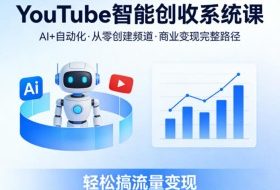 YouTube智能创收系统课，AI+自动化，从零创建YouTube频道并实现商业变现的完整路径，轻松搞流量变现