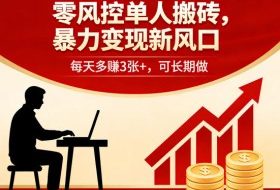零风控单人搬砖，暴力变现新风口，每天多賺3张+，可长期做【揭秘】