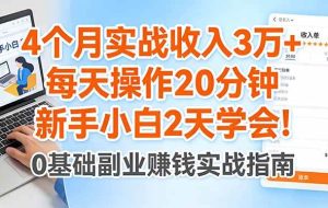（17956期）4个月实战收入3万+，每天操作20分钟，新手小白2天学会！