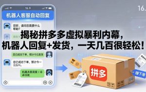 （17957期）揭秘拼多多虚拟暴利内幕，机器人回复+发货，一天几百很轻松！