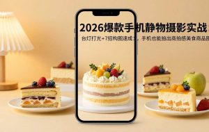 （17960期）2026爆款手机静物摄影实战：台灯打光+7招构图速成，手机也能拍出商拍感美食商品图