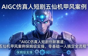 （17961期）AIGC仿真人短剧创新赛道：五仙机甲风案例保姆级实操，零基础一人搞定全流程