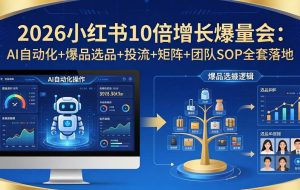 （17964期）2026小红书10倍增长爆量会：AI自动化+爆品选品+投流+矩阵+团队SOP全套落地