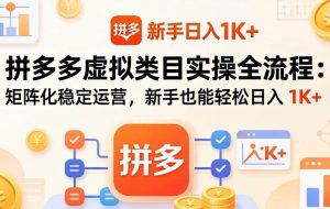 （17927期）拼多多虚拟类目实操全流程：矩阵化稳定运营，新手也能轻松日入 1K+