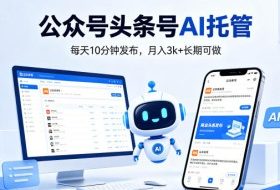 公众号头条号AI托管，我提供作品，你每天10分钟发布，月入3k+长期可做【揭秘】