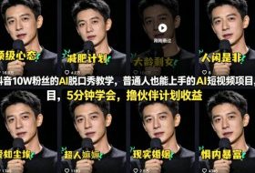 抖音10W粉丝的AI脱口秀教学，普通人也能上手的AI短视频项目，5分钟学会，撸伙伴计划收益